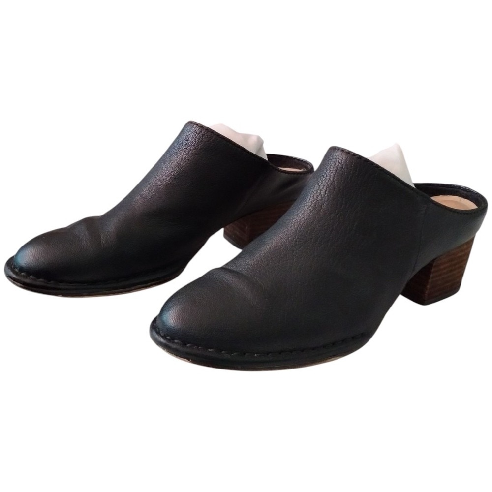 Clarks Spiced Isla Black Leather Mules Block‎ Heel Pointed Womens 7 Minimalist